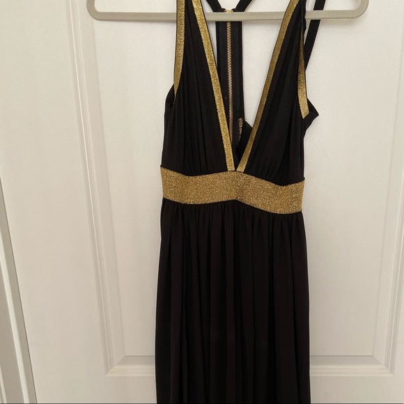 Floor Length Dress with Gold Detail/Zip Back - Picture 3 of 5